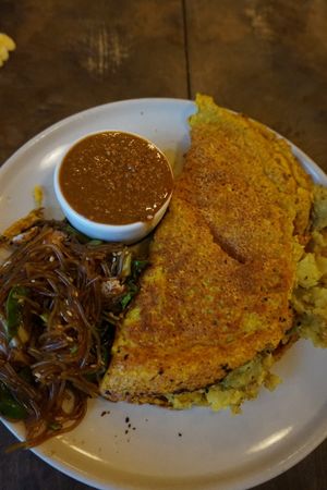 Masala Dosa. Potato omelet. Very filling. at Momo in Krakow
