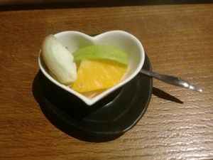 Fruit they give you to your menu at Flower Space 花草空間 - HuāCǎo KōngJiān in Hualien