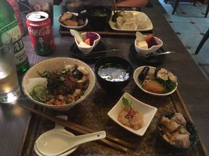Meal sets- dumplings and soy beans with rice  at Flower Space 花草空間 - HuāCǎo KōngJiān in Hualien