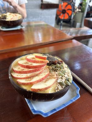Yellow smoothie bowl - nice (maybe more fruits on top)  at Lovegan in Binh Thuan