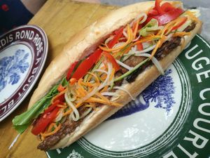 soybean tempah banh mi...40k... so yummy at Lovegan in Binh Thuan