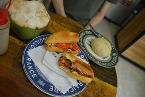 lentil banh mi, whole wheat dumpling, coconut at Lovegan in Binh Thuan