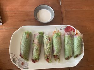 Tempeh fresh rolls  at Lovegan in Binh Thuan