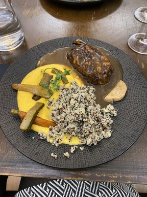 Plat - cabbage wrapped veggies with quinoa - sooooo good at Like An Elephant in Lyon
