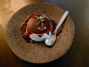 Dessert: panna cotta at Like An Elephant in Lyon