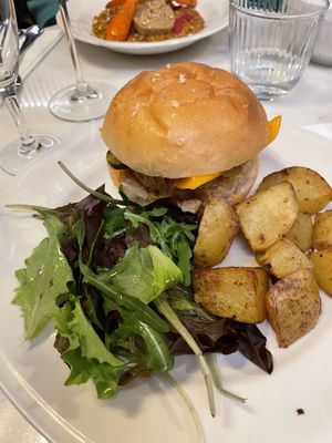 White bean cheese and bacon burger   at Like An Elephant in Lyon