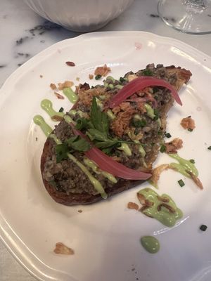 Mushroom bruschetta   at Like An Elephant in Lyon