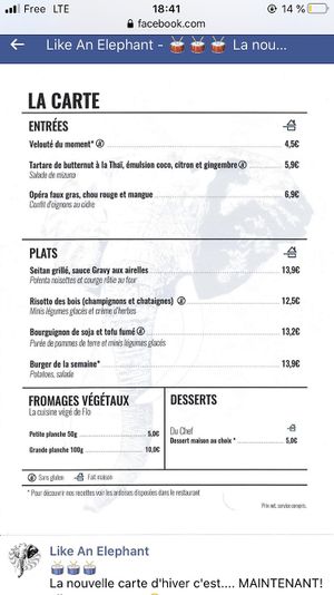 la carte d'hiver at Like An Elephant in Lyon