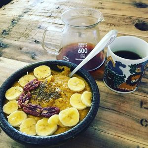 Coffee and pumpkin spice oats! at Brew and Breakfast in Da Lat