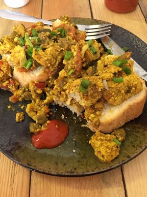 scrambled tofu on toast  at Brew and Breakfast in Da Lat