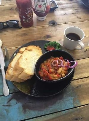 Home made beans on toast and aeropress coffee at Brew and Breakfast in Da Lat