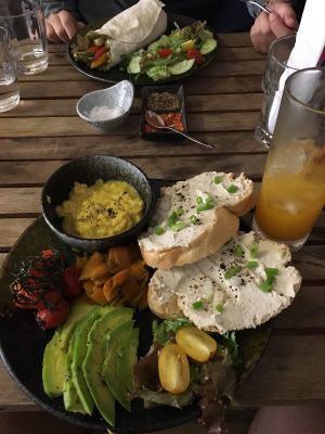 Luxe Brealfast in front and Wrap in the back at Brew and Breakfast in Da Lat