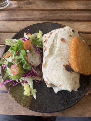Breakfast burrito and hash brown  at Brew and Breakfast in Da Lat