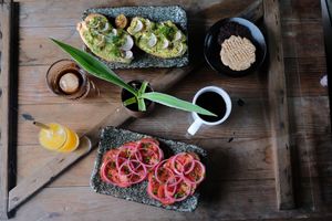 Pesto & Avocado Toast
Cream Cheese & Tomato Toast at Brew and Breakfast in Da Lat