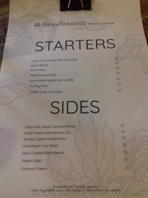 menu at Brew and Breakfast in Da Lat