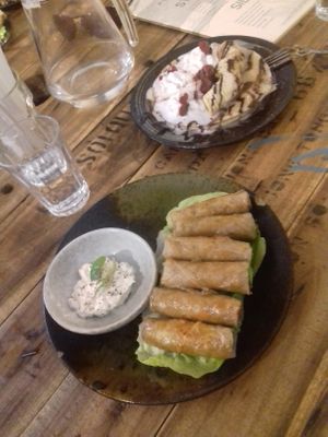 Spring rolls and pancakes at Brew and Breakfast in Da Lat