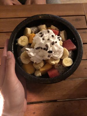 Fruit salad with coconut cream at Brew and Breakfast in Da Lat