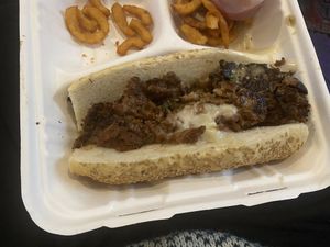 Vegan “chopped cheese” sandwich  at Bourbon & Branch in Philadelphia