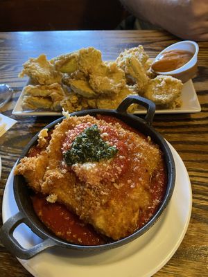Fried Mozzarella and fried pickles   at Bourbon & Branch in Philadelphia