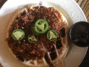Vegan chik’n and waffles at Bourbon & Branch in Philadelphia