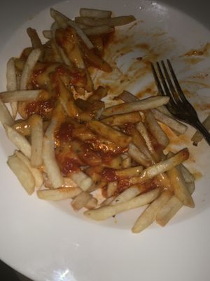 Vegan pizza fries  at Bourbon & Branch in Philadelphia