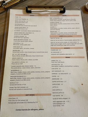 Menu  at Beigelistai  in Vilnius
