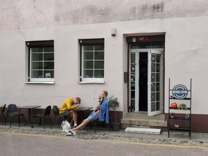 Outside at Beigelistai  in Vilnius