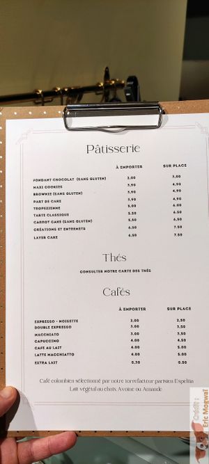 Menu at Jo and Nana Cakes in Paris
