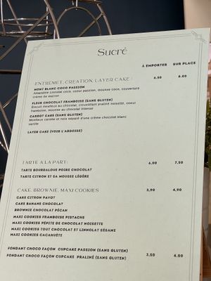 Pastry menu  at Jo and Nana Cakes in Paris
