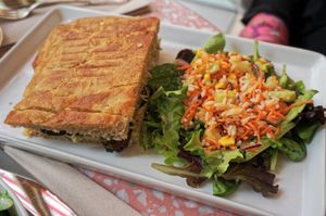 Focaccia w/rice salad at Jo and Nana Cakes in Paris