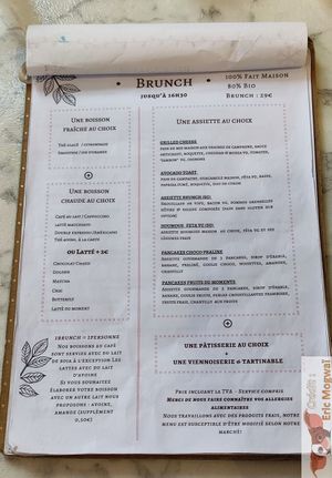 Brunch menu at Jo and Nana Cakes in Paris