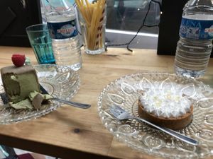 Pistachio chocolate and lemon tart at Jo and Nana Cakes in Paris