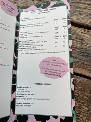 English menu  at Kek in Delft