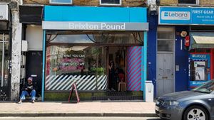 Outside at B£ Surplus Canteen in South West London