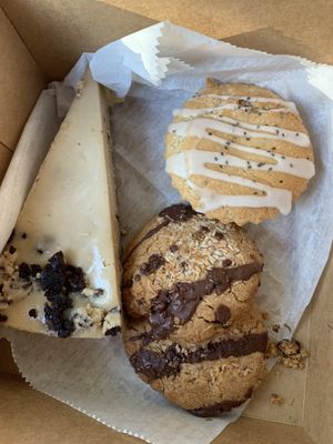 Cheesecake, Lemon Poppyseed Muffin, and cookies  at Shayna B's By The Sea in Westbrook