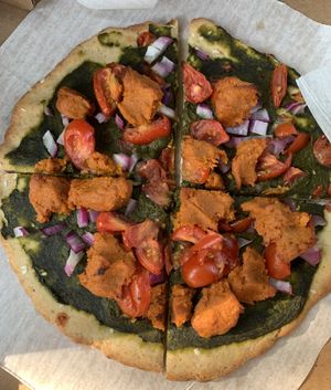 Spinach Pesto Pizza  at Shayna B's By The Sea in Westbrook