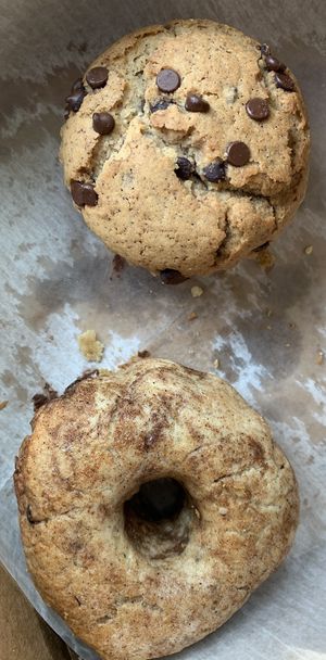 Cinnamon Raisin Bagel & Chocolate Chip Muffin  at Shayna B's By The Sea in Westbrook