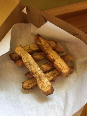 GF, oil free, vegan biscotti  at Shayna B's By The Sea in Westbrook