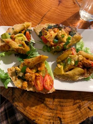 Mac and Cheese Pizza! at Shayna B's By The Sea in Westbrook