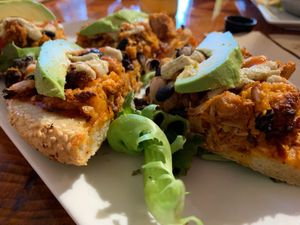 Taco pizza at Shayna B's By The Sea in Westbrook