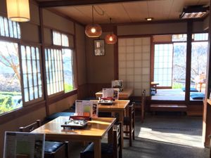 Table and cheer floor at Kisaki Yudoufu in Kyoto