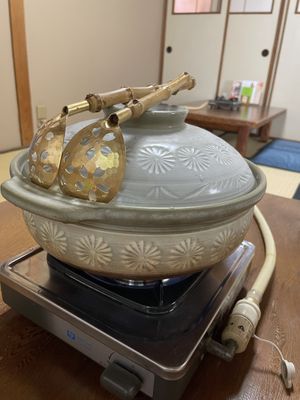 The cooking pot  at Kisaki Yudoufu in Kyoto