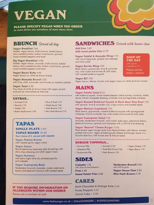 Sept 2019 menu at Metro Lounge in Amersham