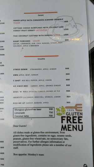 Menu column 4 at Monkeys in Budapest