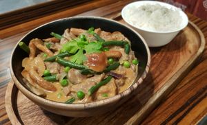 Gomba bowl with rice at Monkeys in Budapest