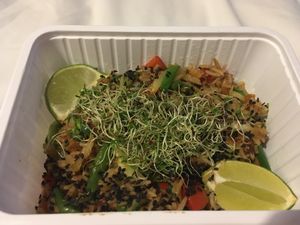 Fried rice and vegetables at Monkeys in Budapest