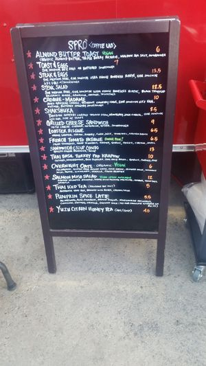 Menu at SPRO Coffee Lab in San Francisco