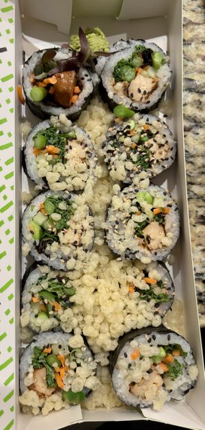 Custom roll with tofu and veggies and tempura topping   at Fusian in Columbus