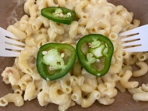 Jalapeño Mac and cheese  at The Vegan Nest in Clinton
