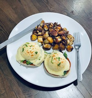Eggs Benedict at The Vegan Nest in Clinton